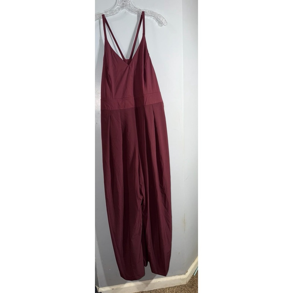 Halara Breezeful NEW one piece maroon long wide leg jumpsuit size 1x plus - Picture 2 of 11
